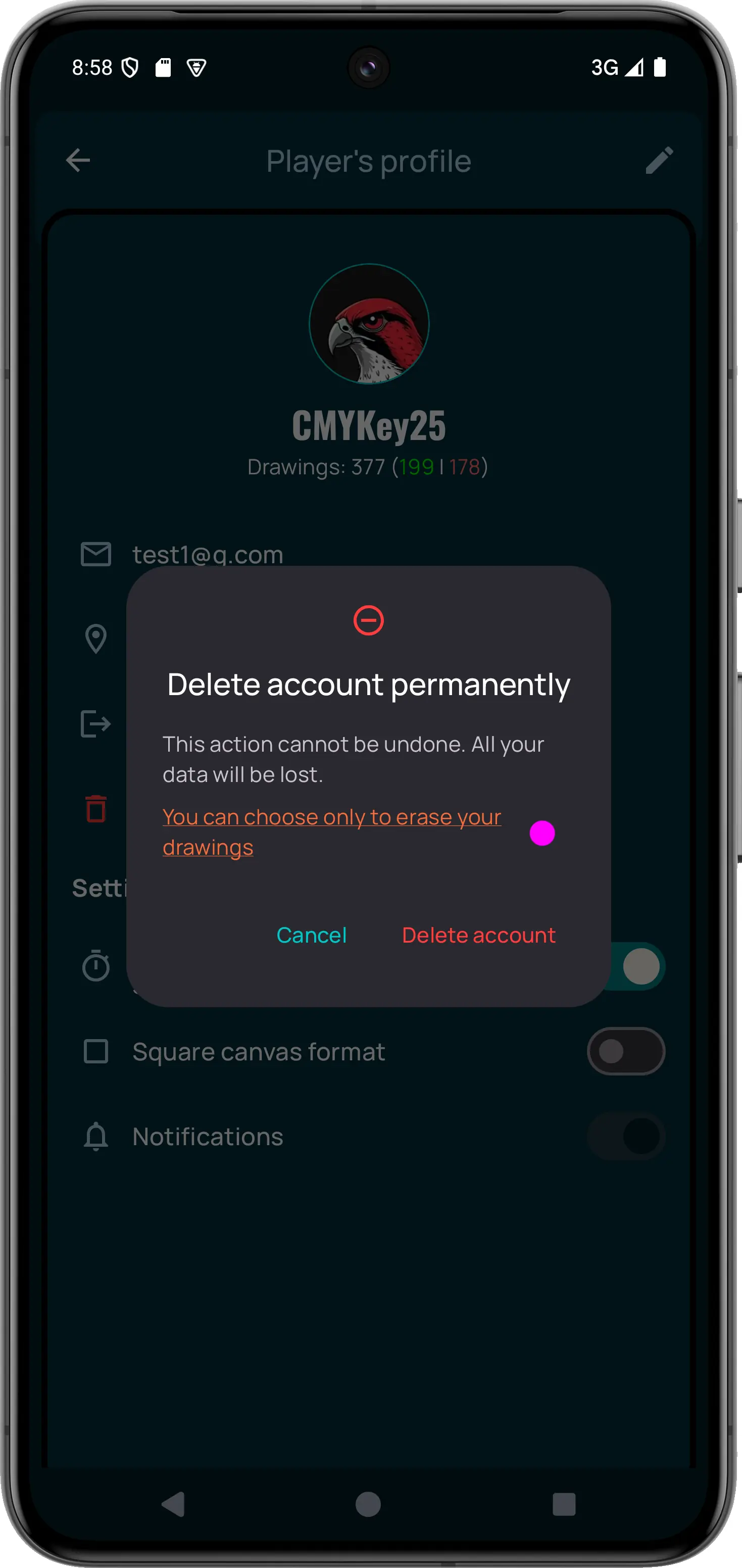 Delete only drawings option